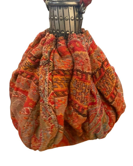 Antique French Gibson girl cameo red tapestry bag Reticule 1890s ornate wristlet