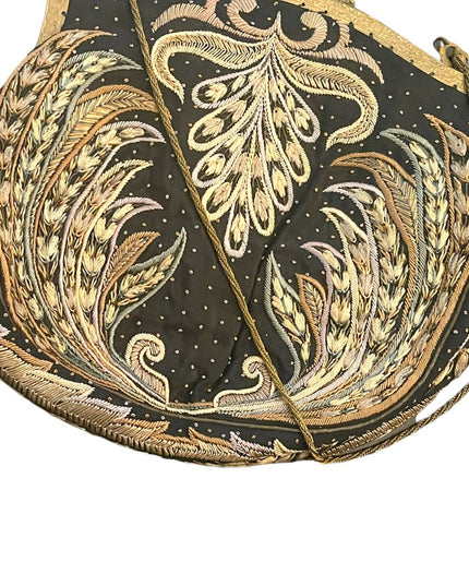 Antique Victorian Handmade Ornate cloissone enameled feather needlework purse