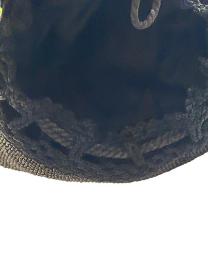 1880s Lg spectacular Victorian Micro Beaded Reticule Bag/roses floral Purse blk