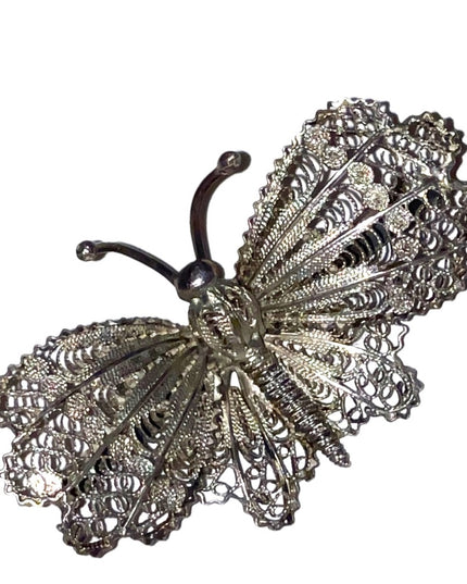 Antique Sterling silver Filagree Victorian Butterfly brooch