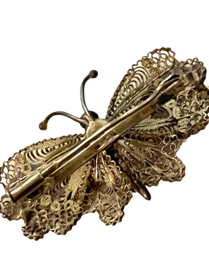 Antique Sterling silver Filagree Victorian Butterfly brooch