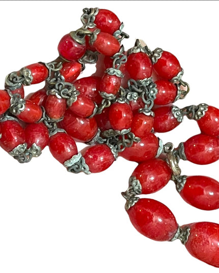 Antique Italian Red Murano Glass bead necklace