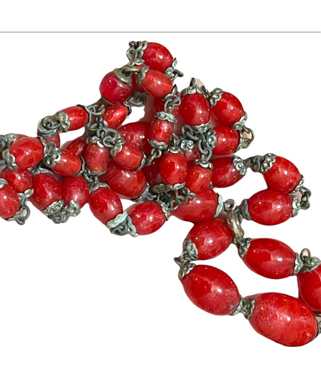 Antique Italian Red Murano Glass bead necklace