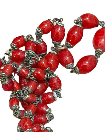 Antique Italian Red Murano Glass bead necklace