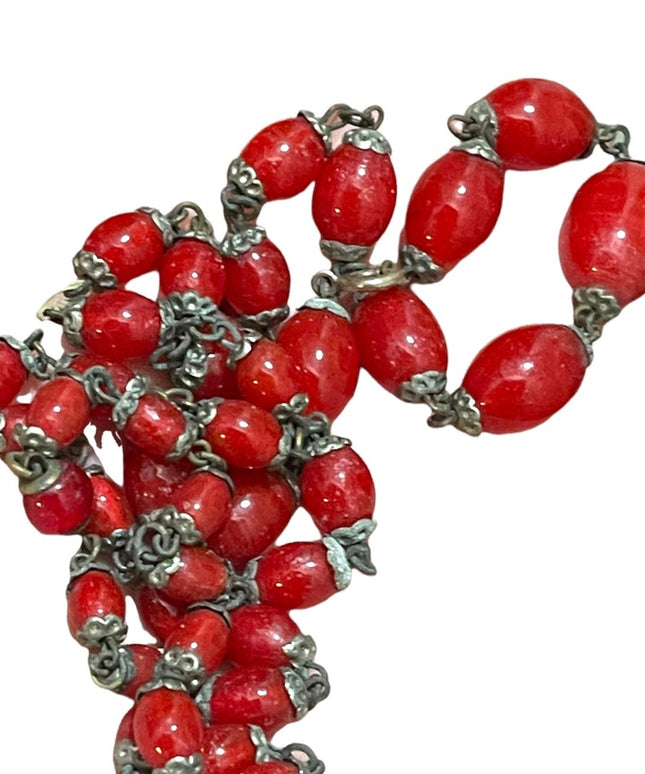 Antique Italian Red Murano Glass bead necklace