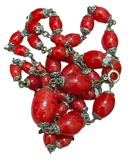 Antique Italian Red Murano Glass bead necklace