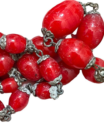 Antique Italian Red Murano Glass bead necklace