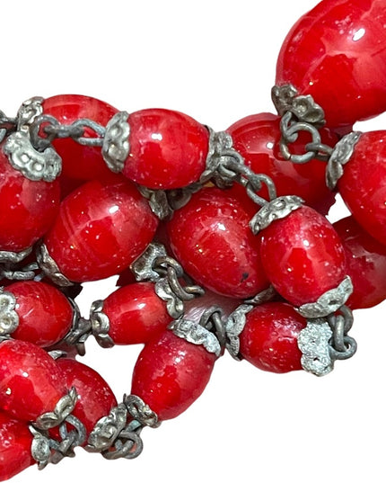 Antique Italian Red Murano Glass bead necklace