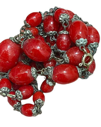Antique Italian Red Murano Glass bead necklace