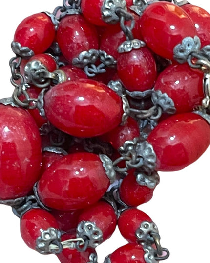 Antique Italian Red Murano Glass bead necklace