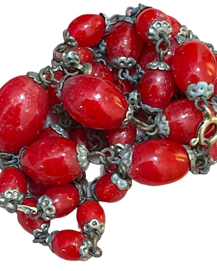 Antique Italian Red Murano Glass bead necklace