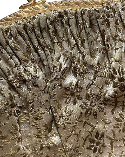 Antique Gold cream flower print gold ornate purse France
