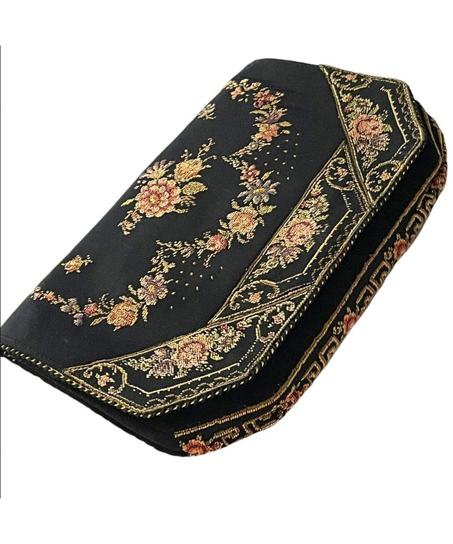 Antique Floral petite point 1920s flower roses clutch purse