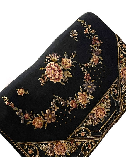Antique Floral petite point 1920s flower roses clutch purse