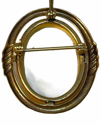 Vintage 14k GF gold handpainted Cameo brooch