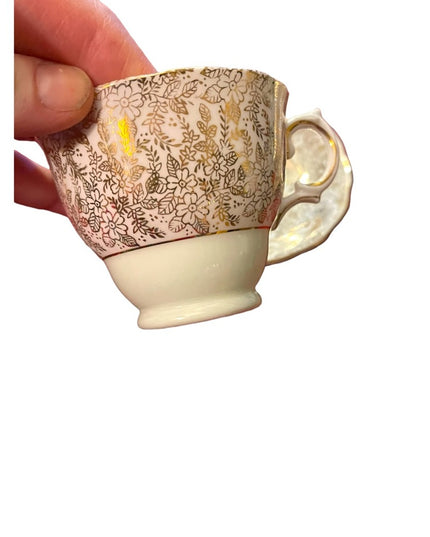 Vintage Colclough tea cup and saucer pastel green floral floral England gold