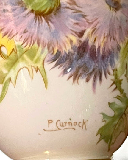 Royal Doulton England Tea Cup Saucer thistle floral flowers Fine china Vintage