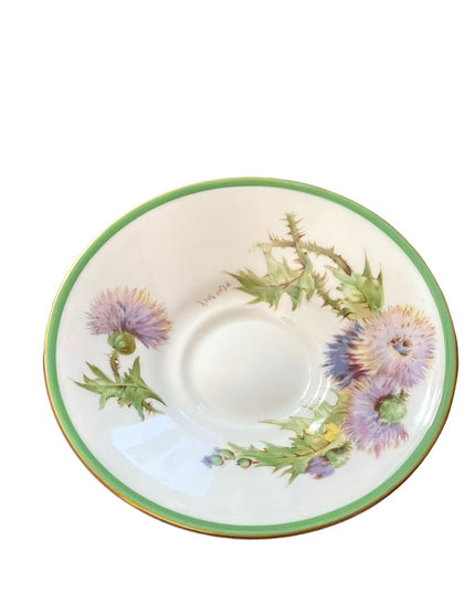 Royal Doulton England Tea Cup Saucer thistle floral flowers Fine china Vintage