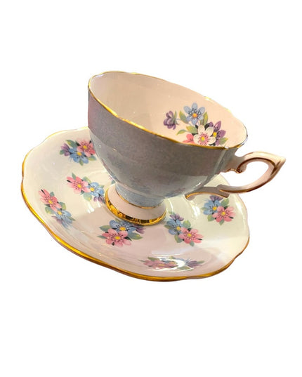 Vintage Royal Standard tea cup and saucer pastel blue floral floral England