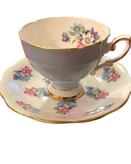 Vintage Royal Standard tea cup and saucer pastel blue floral floral England