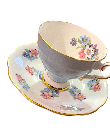 Vintage Royal Standard tea cup and saucer pastel blue floral floral England