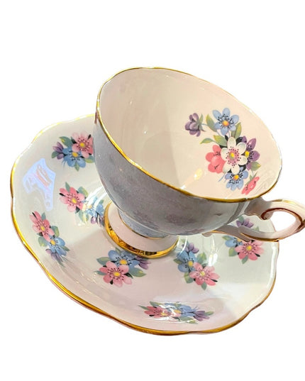 Vintage Royal Standard tea cup and saucer pastel blue floral floral England