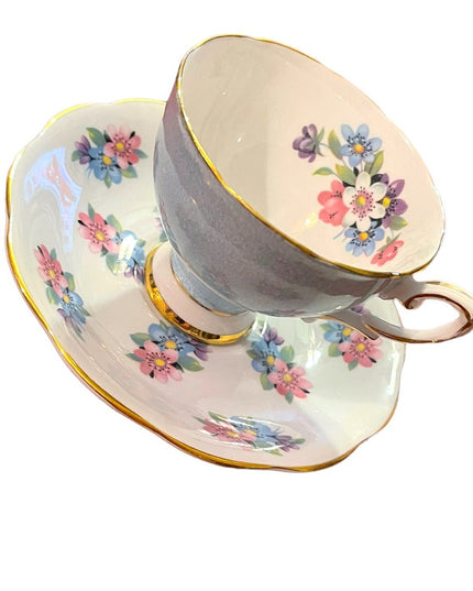 Vintage Royal Standard tea cup and saucer pastel blue floral floral England