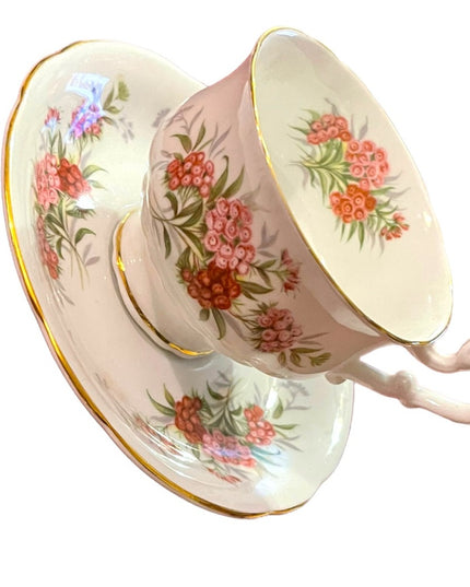 Vintage Paragon Floral flowers Fine bone china Tea cup & saucer pink