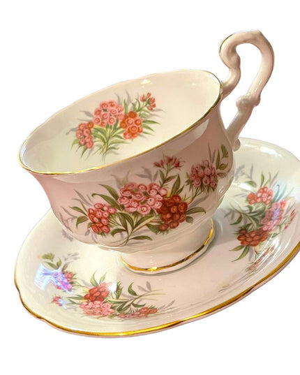 Vintage Paragon Floral flowers Fine bone china Tea cup & saucer pink