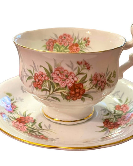 Vintage Paragon Floral flowers Fine bone china Tea cup & saucer pink
