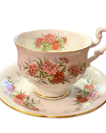 Vintage Paragon Floral flowers Fine bone china Tea cup & saucer pink