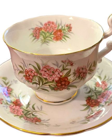 Vintage Paragon Floral flowers Fine bone china Tea cup & saucer pink