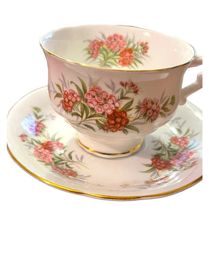 Vintage Paragon Floral flowers Fine bone china Tea cup & saucer pink