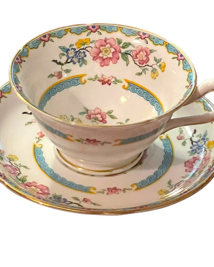 Copelands Grosvenor Asian Inspired Flowers in Urn - 'Wu Ting' Tea cup and Saucer