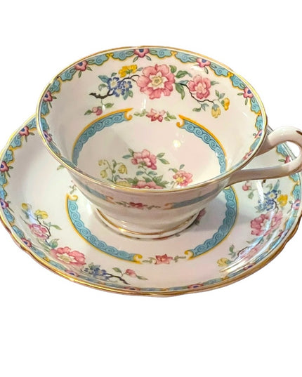 Copelands Grosvenor Asian Inspired Flowers in Urn - 'Wu Ting' Tea cup and Saucer