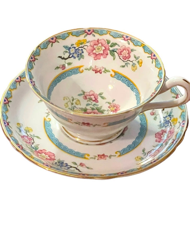 Copelands Grosvenor Asian Inspired Flowers in Urn - 'Wu Ting' Tea cup and Saucer