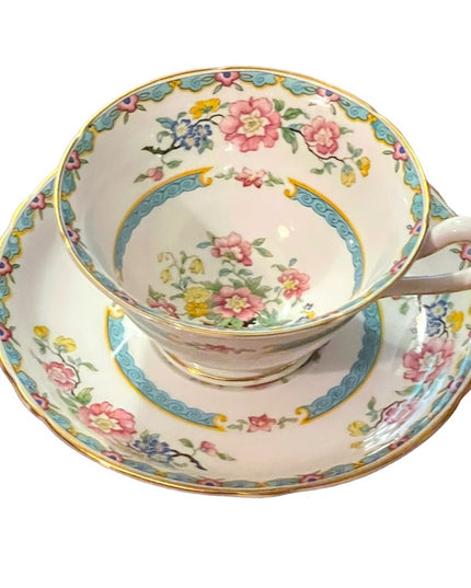 Copelands Grosvenor Asian Inspired Flowers in Urn - 'Wu Ting' Tea cup and Saucer