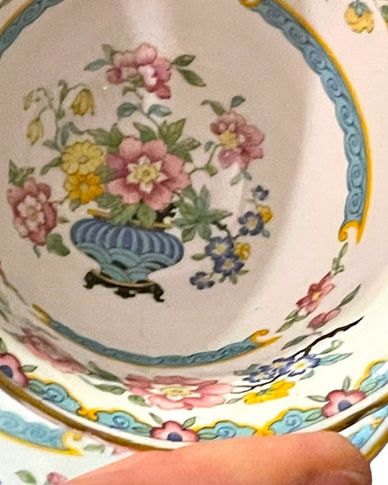 Copelands Grosvenor Asian Inspired Flowers in Urn - 'Wu Ting' Tea cup and Saucer