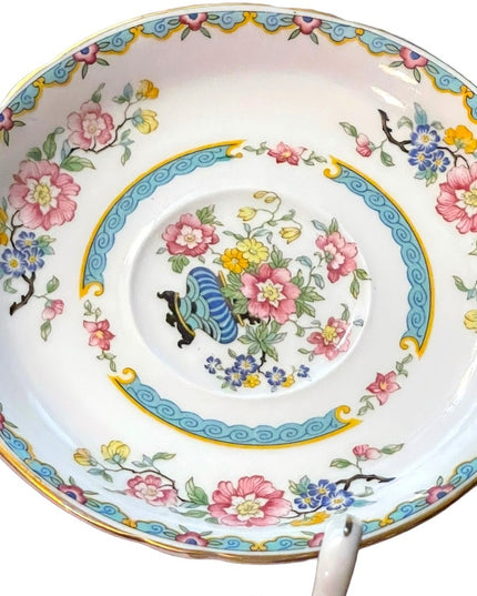 Copelands Grosvenor Asian Inspired Flowers in Urn - 'Wu Ting' Tea cup and Saucer