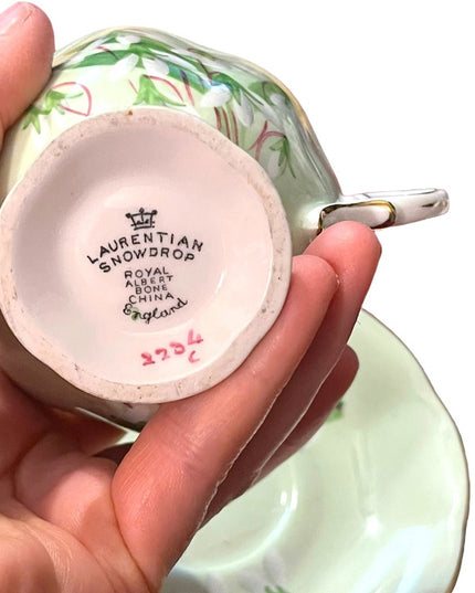 Vintage Royal Albert Laurentian Snow drop Tea cup& Saucer pastel England floral