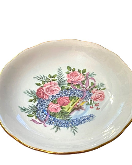 Vintage blue Pastel Colclough England Floral flowers tea cup & saucer