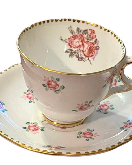 Vintage Royal Stafford fine bone china England Roses floral Te cup & saucer