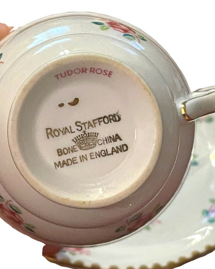 Vintage Royal Stafford fine bone china England Roses floral Te cup & saucer