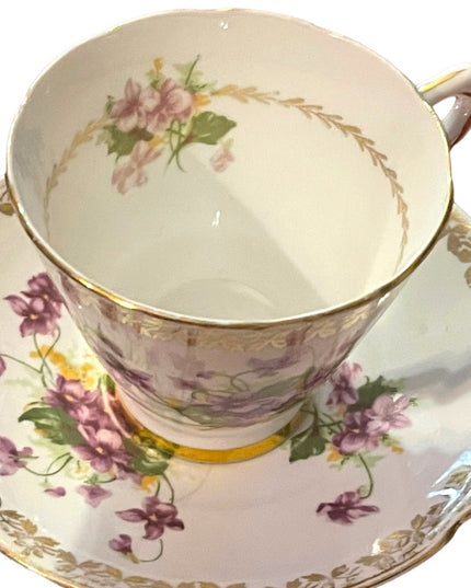 Vintage Collingwood fine bone china england floral flowers tea cup & saucer