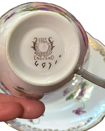 Vintage Collingwood fine bone china england floral flowers tea cup & saucer
