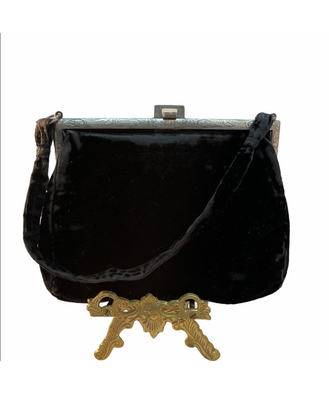 - Antique Sterling silver velvet Victorian Purse 1800s