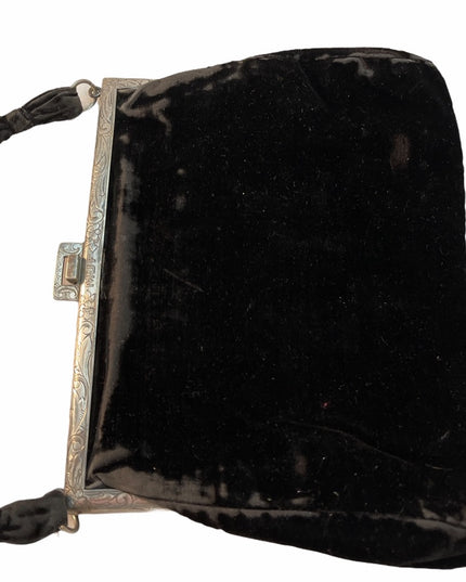 - Antique Sterling silver velvet Victorian Purse 1800s