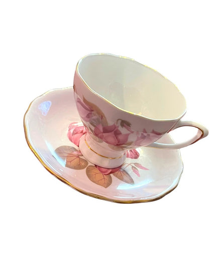 Vintage Colclough pastel pink flower flowers tea cup & saucer set
