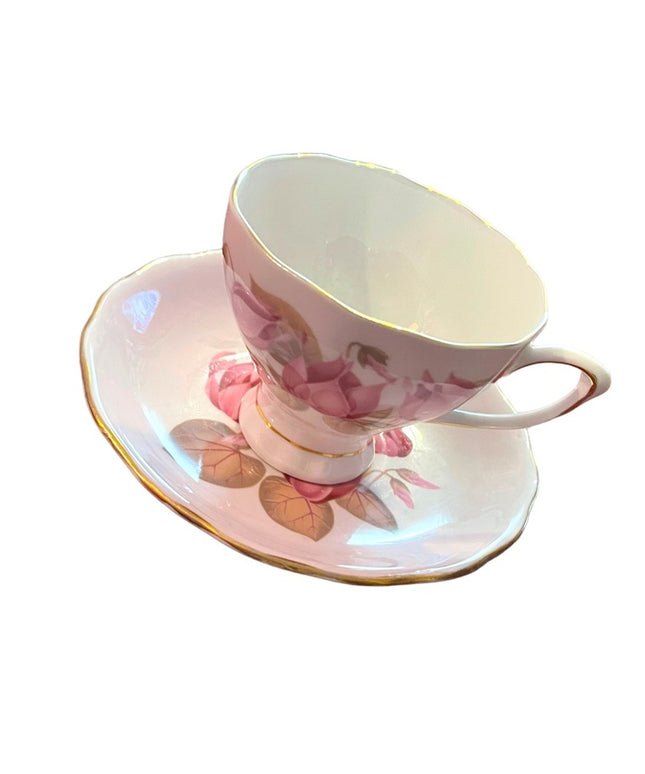 Vintage Colclough pastel pink flower flowers tea cup & saucer set
