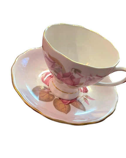 Vintage Colclough pastel pink flower flowers tea cup & saucer set
